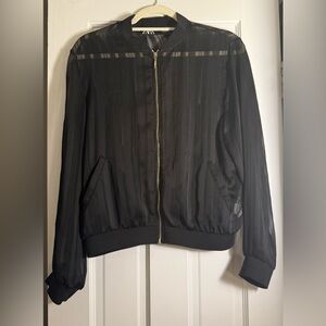 Zara Black Sheer Bomber Jacket